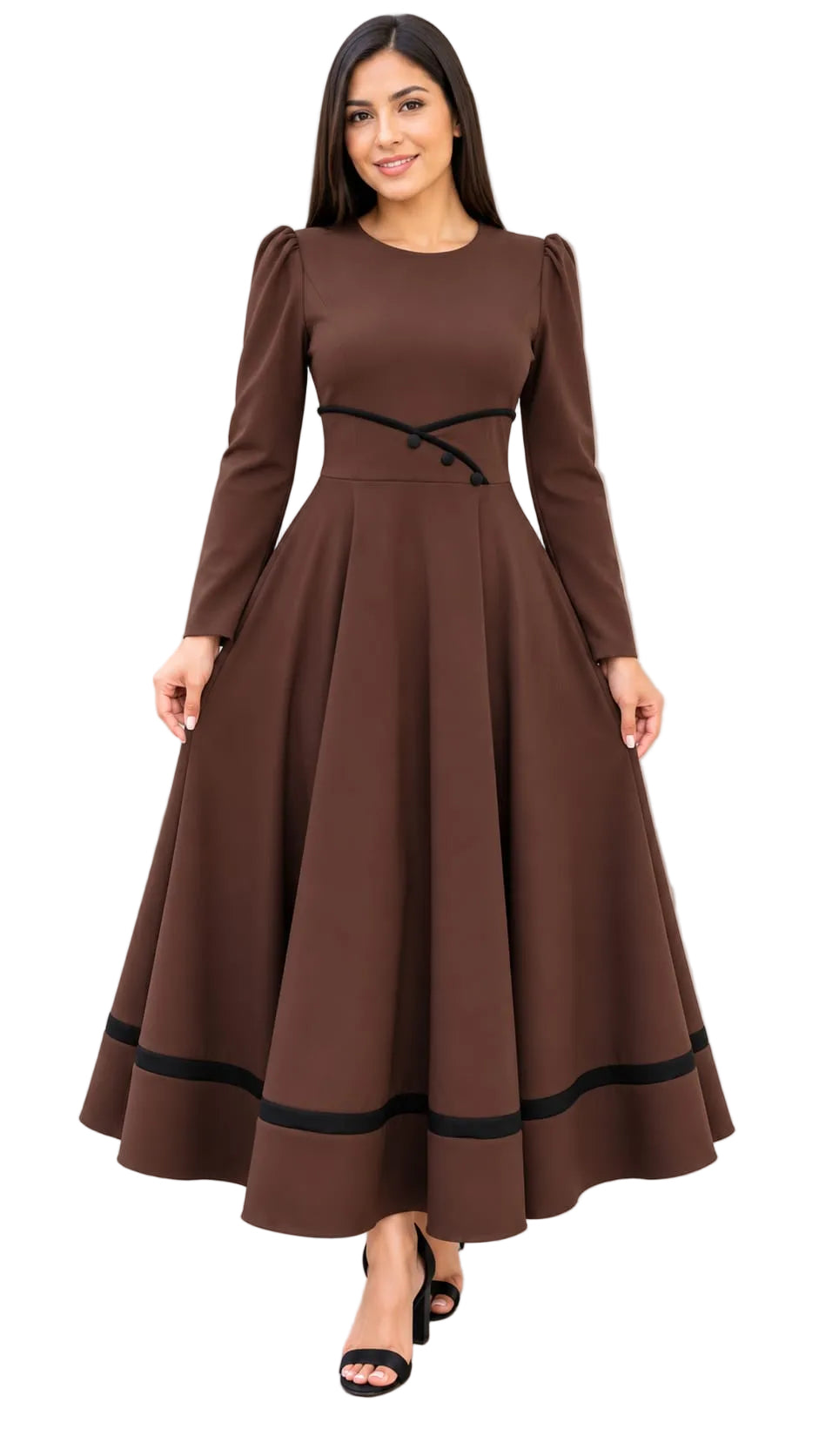 Elegant Midi Dress with Waist Detail