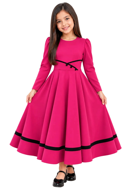 Youth Elegant Midi Dress with Waist Detail