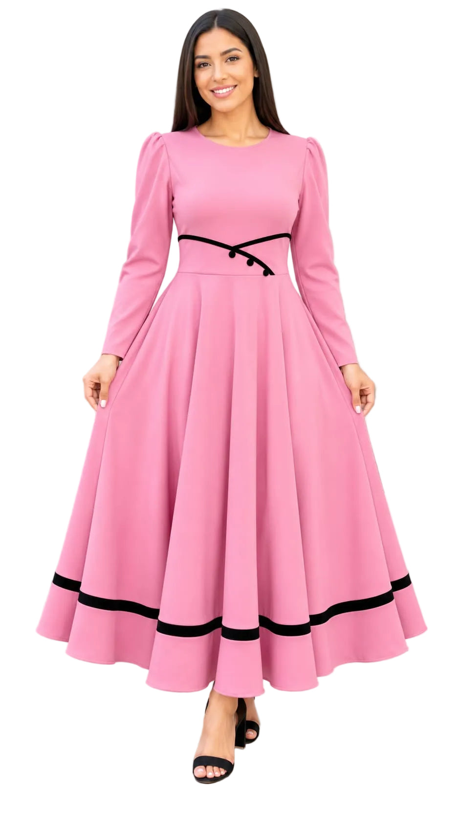 Elegant Midi Dress with Waist Detail