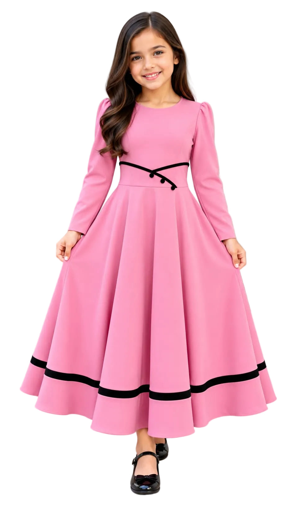 Youth Elegant Midi Dress with Waist Detail
