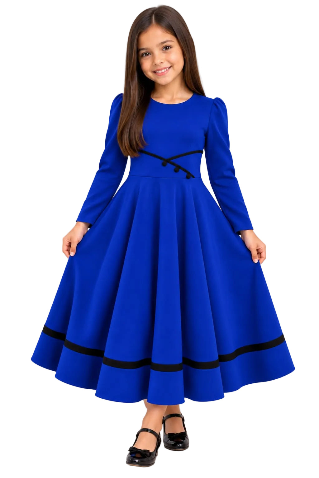 Youth Elegant Midi Dress with Waist Detail
