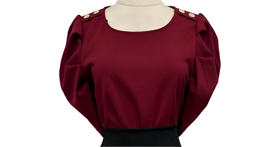 Princess sleeve blouse with buttons on the shoulder burgundy 