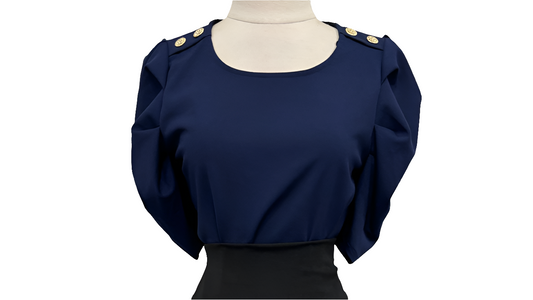 blusa con manga de princesa con botones en hombro navy azul