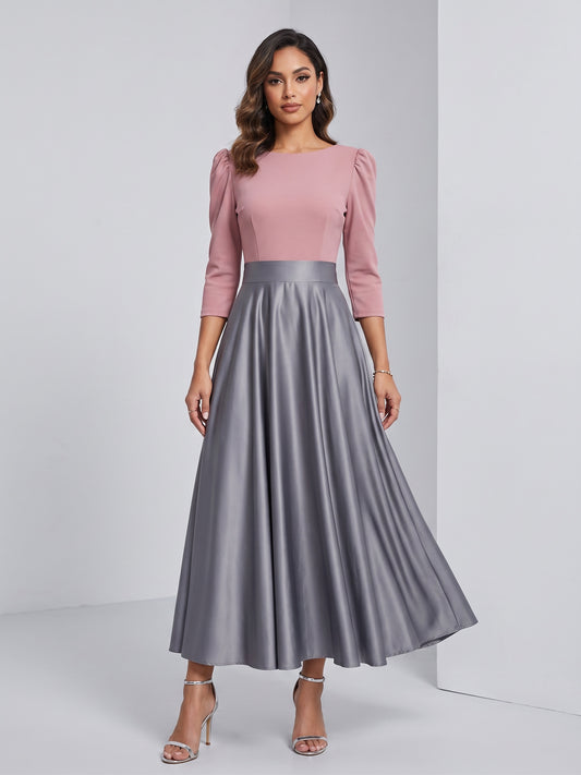 Long-Sleeve Pleated Maxi Dress