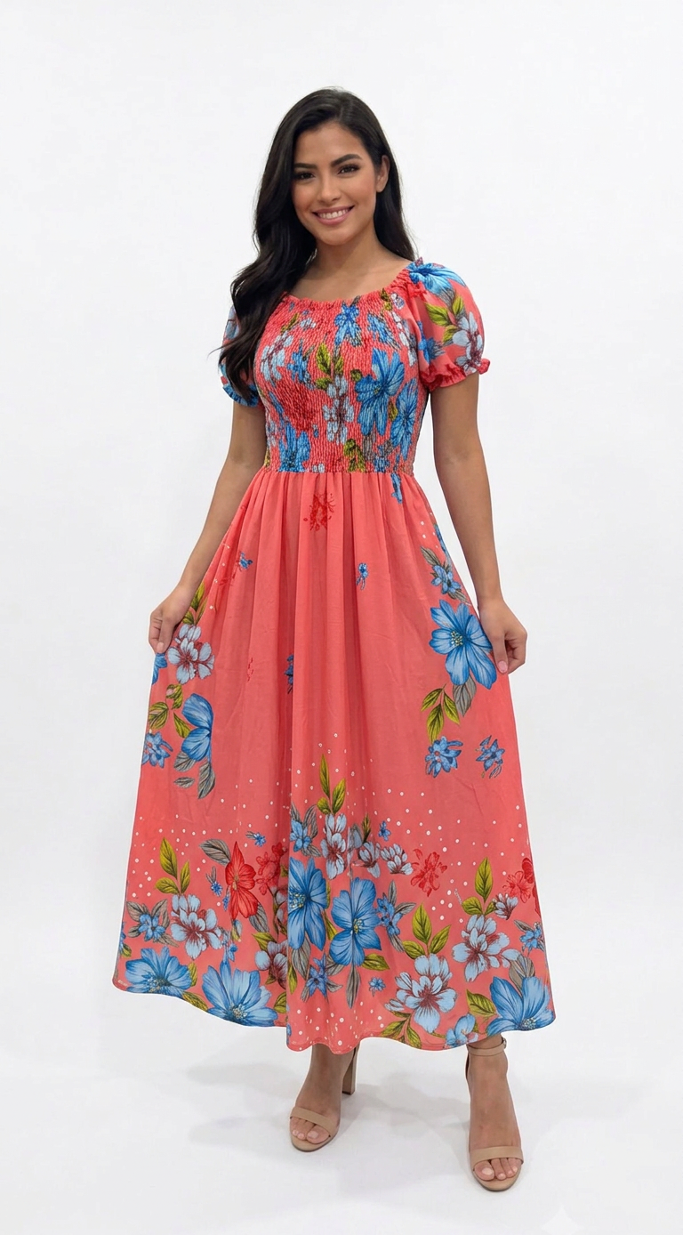 Floral Smocked Midi Dress