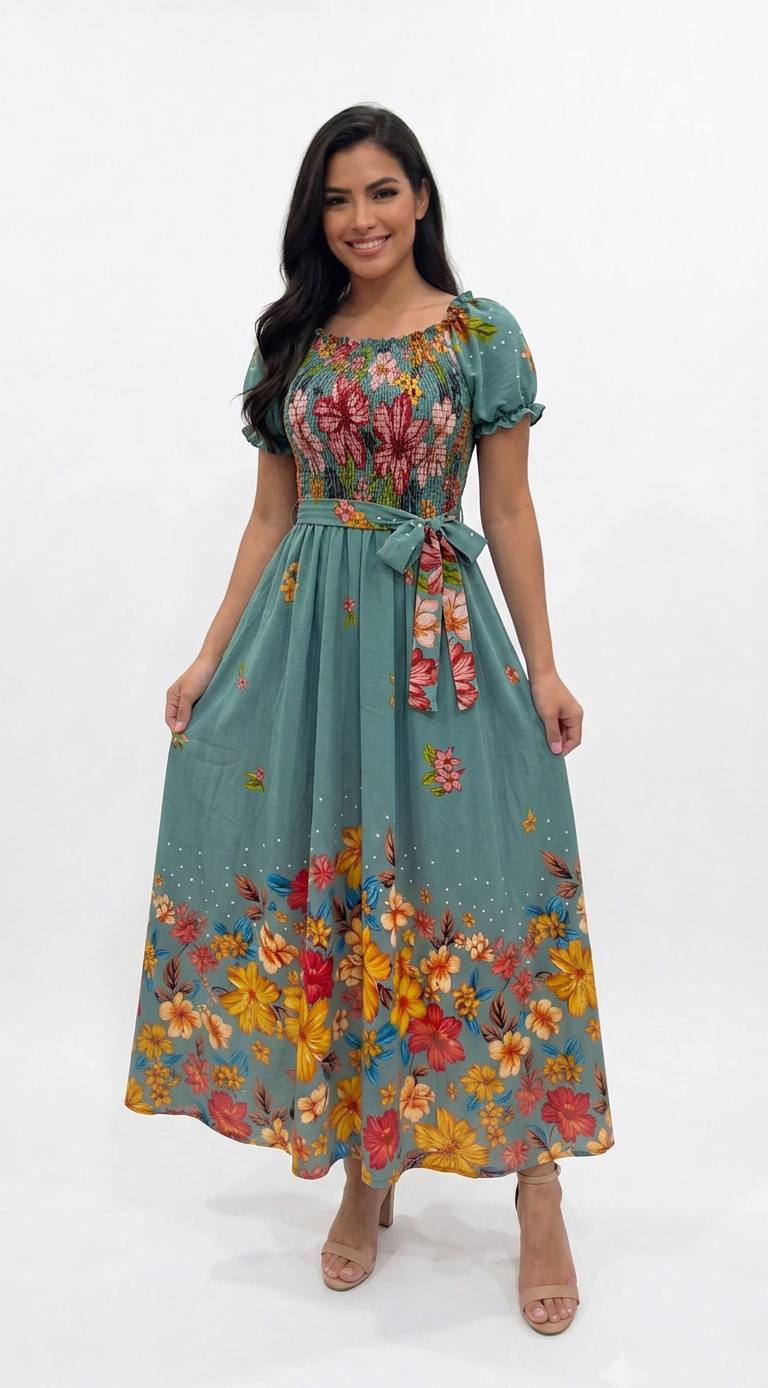 Floral Smocked Midi Dress