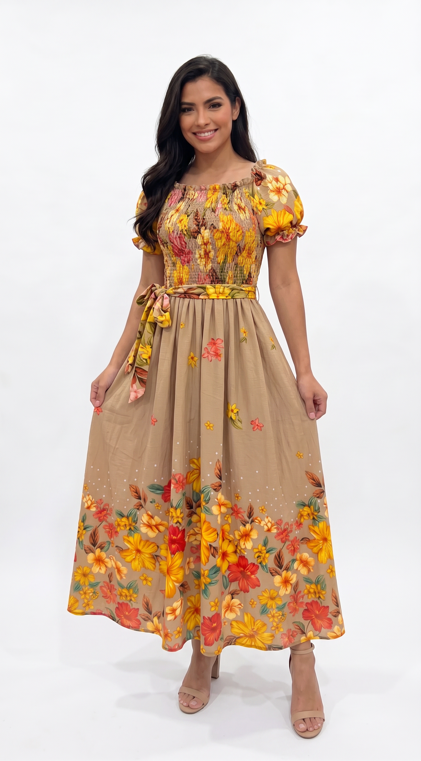 Floral Smocked Midi Dress