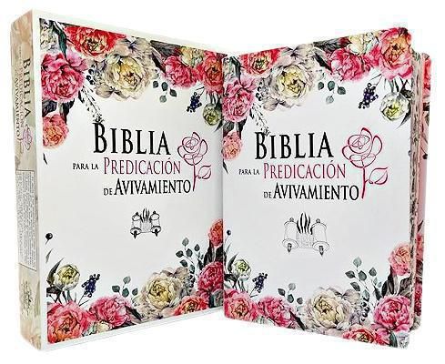 BIBLIA RVR1960 DE ESTUDIO PARA LA PREDICACIÓN DE AVIVAMIENTO, IMITACION PIEL, CON INDICE, PORTADA Y CANTO FLORAL