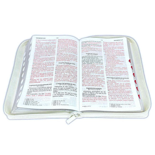 Biblia para Boda con Cierre Letra Grande 12 puntos RV1960 imit. blanco floral con índice - Lo que Dios juntó