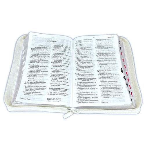 Biblia para Boda con Cierre Letra Grande 12 puntos RV1960 imit. blanco floral con índice - Lo que Dios juntó